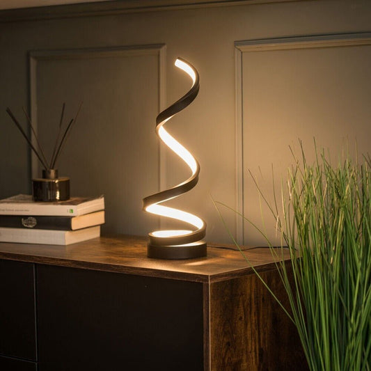 Integrated LED Table Lamp Light Matt Black Twist Warm White Touch Bedroom Light