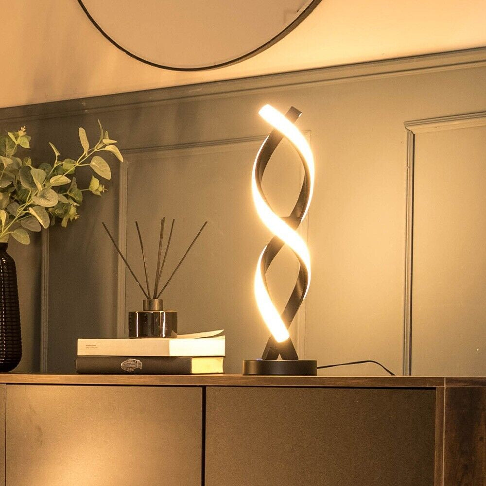 Touch Table Lamp Light Black Double Twist Integrated LED Living Room Lighting